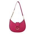 Sac hobo minimaliste en similicuir magenta avec boucle en U dorée et bandoulière chic - Rose rouge