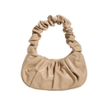 Ruched minimalist cloud underarm bag in creamy apricot matte leather finish - Khaki