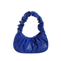 Royal blue pleated cloud bag made of soft PU leather with a hobo shoulder bag style - Sapphire Blue