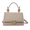 Chic beige crossbody bag with crocodile texture flap and gold lock in variant color - Khaki