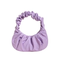 Minimalist lavender cloud pleated handbag in high-quality PU leather with crescent shape - Purple