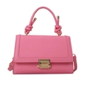 Pink crocodile embossed handbag for women with knot handle and gold buckle detail - Pink