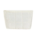 Beauty case trapuntato bianco con finitura lucida e chiusura a cerniera in metallo - Bianco Sporco