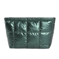 Pochette trapuntata verde scuro metallizzato con trama chic a cuciture pieghettate - Verde