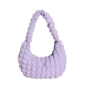 Light purple pleated popcorn texture underarm shoulder bag with zipper closure - Purple