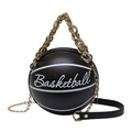 Creatieve zwarte basketbalvormige crossbodytas met gouden ketting en korrelige textuur - Zwart