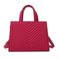 Rose red quilted crossbody bag with chevron stitching and gold hardware on white background - Rose Pink