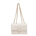 White quilted flap crossbody bag with golden chain and circular metal lock - Off White