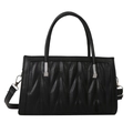 Classic black V-quilted handbag with silver hardware and detachable crossbody strap - Black