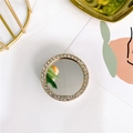 Detail of a luxury round phone socket mirror with gold frame and sparkling rhinestones - Small Round - Gold