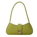 Borsa baguette minimalista verde avocado in ecopelle con fibbia in metallo a forma di cuore - Verde