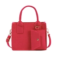Bolso de fieltro magenta con diseño grabado y mini estuche a juego incluido - Rosa