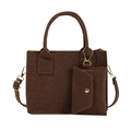 Sac cabas en feutre marron foncé avec motifs gaufrés et petit porte-monnaie assorti - Marron