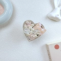 Dettaglio del supporto telefono a cuore con perle, strass e fiocco rosa scintillante - Supporto Cuore - Fiocco in Perline di Strass - Rosa / Rosa