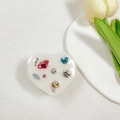 Soporte de móvil en forma de corazón con diamantes de colores y texto Love. blanco - Estilo de Gema de Color de Corazón Love (Transparente-Gemas de Colores Love-Blanco)