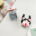 Primer plano de espejo de maquillaje plegable con soporte 3D de muñeca para móvil - Soporte Espejo Flip - Niña con Trenzas - Negro