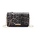 Minimalist leopard print flap bag with gold chain strap for shoulder and crossbody use - Leopard Coffee