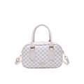 Borsa a mano chic boston retrò con motivo geometrico e tracolla regolabile da donna - Bianco