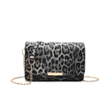 Minimalist leopard print crossbody bag with black-grey pattern and gold chain strap - Leopard Print Black