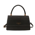 Elegante borsa nera con pannello di paillettes e tracolla con fibbia dorata - Nero
