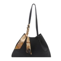 Borsa tote nera in ecopelle con dettaglio foulard in seta stampata con motivo a carrozza - Nero