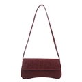 Bolso de hombro leopardo rojo oscuro con base curva elegante y correa delgada de cuero - Leopardo Rojo