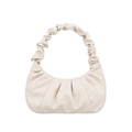 Fashionable off-white ruched pleated hobo bag with moon shape and textured leather - Off White