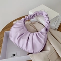 Chic lavender ruched cloud handbag featuring a soft pleated handle for women - Purple