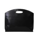 Borsa ventiquattrore minimalista in pelle nera con manico ovale e grande capacità interna - Nero