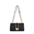 Classic black crocodile texture crossbody bag with gold chain strap and metal swivel lock - Black