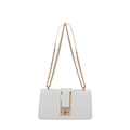 White chain shoulder bag with gold hardware and embossed crocodile pattern - White