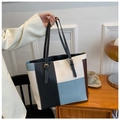 Grande borsa tote in pelle color-block con tracolle regolabili per il pendolarismo - Blu
