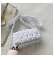 White quilted diamond pattern crossbody bag with adjustable wide shoulder strap - White