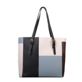 Grande borsa shopper color-block in nero, celeste, beige e marrone effetto pelle - Blu