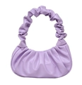 Lavender purple ruched dumpling shoulder bag in soft faux leather for women - Purple