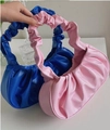 Pink and blue pleated cloud-shaped shoulder bags in soft PU leather finish - Dark Blue