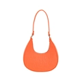 Bright orange crocodile embossed hobo bag for women with minimalist curved design - Orange
