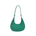Green crescent shoulder bag with embossed stone pattern and golden hardware - Green
