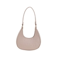 Pink hobo shoulder bag with crocodile pattern and adjustable golden buckle detail - Khaki
