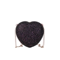 Sac à bandoulière scintillant en forme de cœur avec paillettes et chaîne dorée - Noir