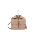 Borsa a tracolla creativa in pelle beige stile giacca con zip in metallo e revers di moda - Cachi