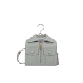 Borsa a tracolla creativa a forma di giacca in pelle grigio verde chiaro con zip lucida - Verde