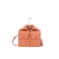 Unique jacket-shaped handbag in reddish pink with metallic zipper and shoulder strap - Orange