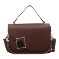 Deep brown leather shoulder bag with gold-tone buckle and detachable crossbody strap - Brown