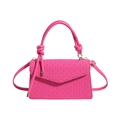 Fuchsia pink checkered crossbody bag with knot handle and gold hardware detail - Rose Red