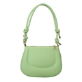 Minimalist mint green saddle bag with top handle and knotted strap detail - Green