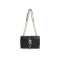 Borsa a tracolla trapuntata nera classica con logo GSS dorato e catena da donna - Nero
