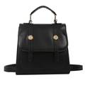 Sac à dos vintage noir pour femme avec boucles dorées et poignée supérieure élégante - Noir