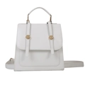 Sac à dos blanc pour femme en similicuir avec boucles dorées et poignée - Blanc