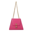 Trapezoid rose pink crossbody bag with gold chain strap and hexagon metal lock - Rose Red